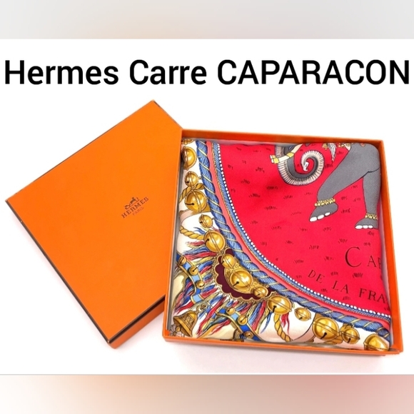 Hermes Accessories - SALE! Authentic Hermes Carre 90 Caparacon Vtg Red/Multicolor Silk Scarf W Box